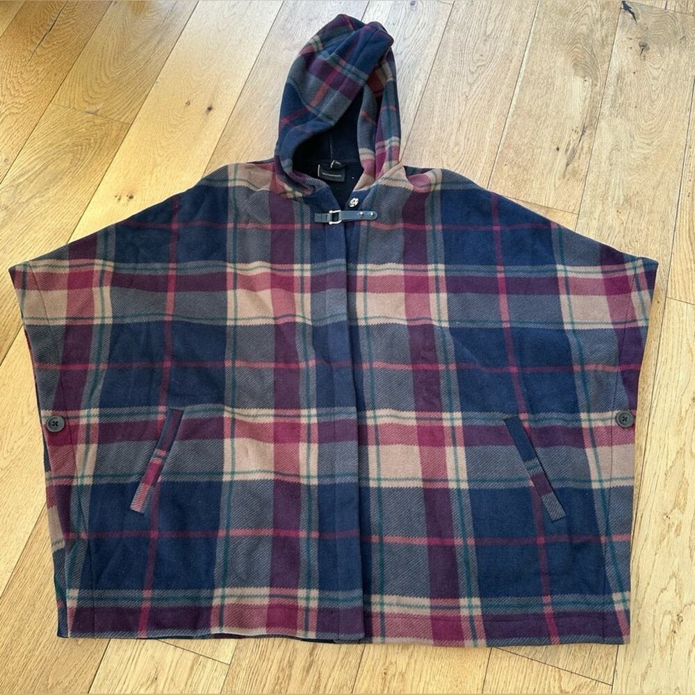 Weatherproof Plaid Fleece Hooded Cape Poncho – Women’s M EUC - Picture 4 of 8